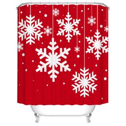 Christmas Shower Curtains for Bathroom Merry Christmas Snowman Snowflake Santa Claus Frabic Waterproof Polyester Bath Curtain Y200108