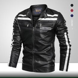 Men's High Quality Motorcycle Leather Jacket Winter Men Fashion Casual Biker Jacket Coat Male Stand Collar Warm PU Outwear 201119