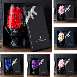 Valentine's Day 18pcs Soap Flower Simulation Eternal Rose Flowers With Box Mother's Days Gift Champagne Free DHL HH21-875