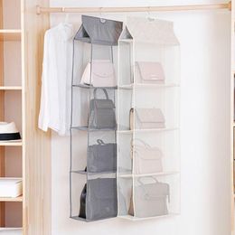 Storage Boxes & Bins 3/4 Pocket Clear Hanging Purse Handbag Tote Bag Organizer Closet Foldabe1