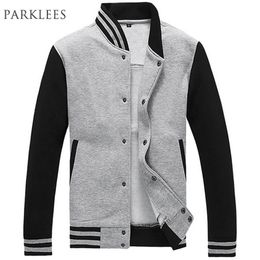 Baseball Jacket Men Veste Homme Brand Slim Fit College Varsity Jacket Mens Casual Sweatshirt Sportswear Bomber Jackets Gray XXXL LJ201013