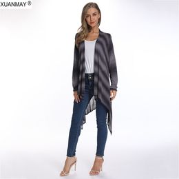 Women long Black Stripe cardigan Elegant Linen fabric Cardigan Sweater coat Spring Bohemia Women's Oversized Sweater Shawl 201031