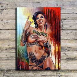 Modern Hip-hop Tattoo Women Canvas Painting Hip Hop Nude Girl Poster For Home Living Room Bedroom Wall Decor Art Painting Y200102