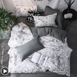New Arrival 3pcs Bedding Set Marble Geometric Duvet Cover Sets With Pillowcase Quilt Cover Double sided Bed Linings Bedclothes LJ201128