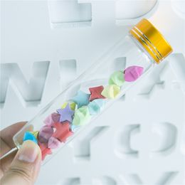 50Pcs 60ml Hyaline Small Glass Bottles have Screw Plastic Cap with Golden Tangent Reusable Refillable Craft Vials Candy Pot