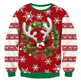 Unisex Christmas Sweater ugly Christmas Sweaters Men/female Pullover print elk Sweatshirt Funny man sweater tops Clothing 201026
