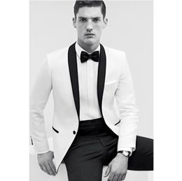Groom 2021 Slim Fit Tuxedos Najlepszy mężczyzna szal czarny kołnierz Groomsman Mężczyźni ślubne garnitury oblubieńca formalny niestandardowy (kurtka+spodni+krawat) AL7243 Sman