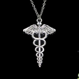 Fashion 49*30mm Caduceus Medicine Symbol Pendant Necklace Link Chain For Female Choker Necklace Creative Jewelry party Gift