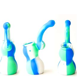 5.3" bong Portable Camouflage Water Pipes silicone bubbler Detachable Hookahs Unbreakable Smoking Oil dab rig