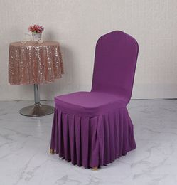 Chair Skirt Cover Wedding Banquet Chairs Protector Slipcover Decor Pleated Skirts Style Chair Covers Elastic Spandex Seat Case BH4231 TYJ