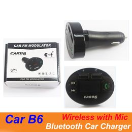 B6 CAR charger Bluetooth FM Transmitter 2.1A Dual USB Cars MP3 Player Support TF Card Handsfree Chargers With Mic