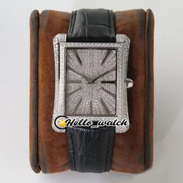 New Upgrade BLACK -TIE G0A33075 G0A33071 Miyota Automatic Mens Watch Gypsophila Diamond Dial Steel Diamond Bezel Leather Watches Hello_watch
