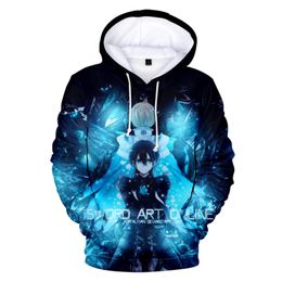 3D Print Sword Art Online SAO Kirito Kirigaya Kazuto Cosplay Costumes Long Sleeve Pullover Hooded Jacket Men Hoodies Sweatshirts