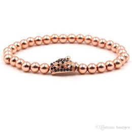 Copper Bead Bracelet Men Women Zircon Skull Charms Bracelets