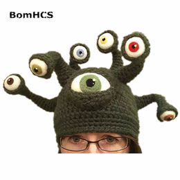 BomHCS Novelty Octopus Parasitic Beast Beanie Handmade Crochet Hat Men's Winter Warm Cap Party Gift Y201024