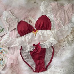 Wriufred Red Magic Girl Girl Cute Lingerie Underpants Suit Ruffle ...