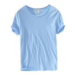 100% Cotton Summer Linen T Shirt Men Short Sleeve O-NECK Breathable Tops&tee Soft White T-shirt High Quality 213 220224