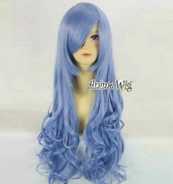 DATE A LIVE Yoshino Anime Hair Light Blue Long Curly Women Girls Cosplay Wigs