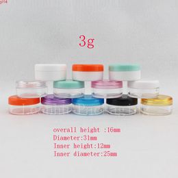 3g X 196pc Empty Colors Plastic Cream Sample Container Small Nail Art Display Jar Cosmetic Packaging Bottle Clear Pot Canhigh qualtity