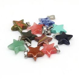 Natural Crystal Five Point Star Shape Stone Charms Handmade Pendants for Necklace Earrings Jewellery Making