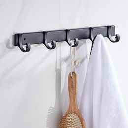 Aluminium Alloy Hook Hanger Towel Hat Coat Clothe Wall Mounted Hanger Towel Rack 5 Hooks Cloth For Coats Hats Towels Keys