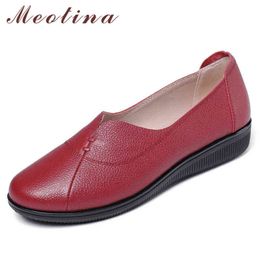 Women's Leather Boots Round Head Flat Shoes Informal Spring and Autumn Wine Red 33-43 2 9