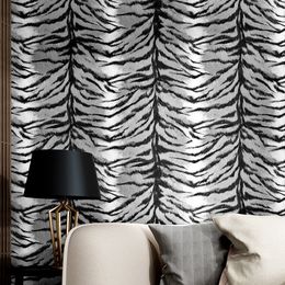 Zebra texture pvc embossed black Colour vinyl Wallpaper Waterproof Wall paper Home DIY Decoration WallPapers for TV background