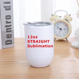 Straight 12oz Sublimation Wine Tumblers Stainless Steel Egg Mugs Double Insulated Water Bottles Drinking Cups Coffee Milk Glasses A12