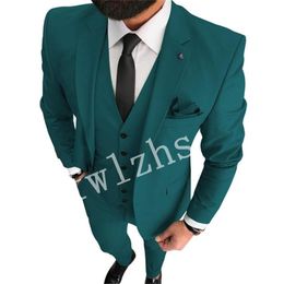 New Style Two Buttons Handsome Notch Lapel Groom Tuxedos Men Suits Wedding/Prom/Dinner Best Man Blazer(Jacket+Pants+Tie+Vest) W526