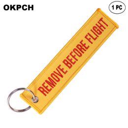 Key Fobs Chains Jewelry Red Embroidery Remove Before Flight Keyring Gift for Friends PK0098