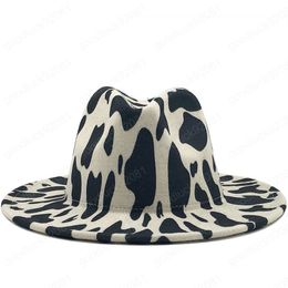 Simple Outer white Inner black Wool Felt Jazz Fedora Hats with Thin Belt Buckle Men Women Wide Brim Panama Trilby Cap