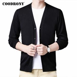 COODRONY Brand Sweater Men Clothing Autumn Winter Cardigan Men Soft Warm Cotton Wool Cardigans Pure Colour V-Neck Coat C1153 201022