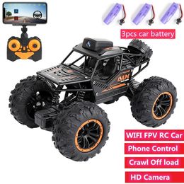 Newest 2. WIFI FPV RC Car With HD Camera Remote Control Crawl Off Road RC Racing Car with car battery phone control LJ201209