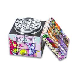 metal herb grinder for tobacco plastic shell smoking accessaries magic cube pretty printing diameter 59mm dry herb grinders