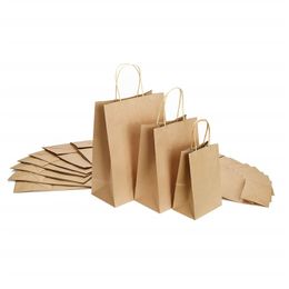 Recycled Kraft Paper Bag Paper Tote Gift Bag Brown Bags for Gifts Weddings and Shopping Packaging