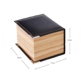 Quality Faux Leather Wood Grain Cuff Button Box Cuff Link Packaging Box Gift Box Cufflink Boxes
