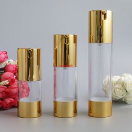 Makeup Beauty 30ml 50ml Empty Airless Vacuum Plastic Bottle Gold Silver White Cosmetic Travel Liquid Refillable Bottles 10pcspls order