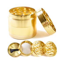 100pcs 4 Part 40MM Metal Tobacco Grass Smoking Leaf Dry Herbal Grinder 4 Layers parts Grinders Gold Coin Pattern Golden Color