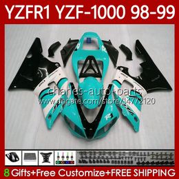 Bodywork Kit For YAMAHA YZF-1000 YZF-R1 YZF1000 YZFR1 98 99 00 01 Body 82No.147 YZF R1 1000CC 1998-2001 YZF 1000 CC R 1 Cyan black 1998 1999 2000 2001 Motorcycle Fairing