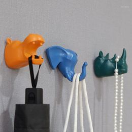 Hooks & Rails Modern Creative Living Room Entrance Porch Key Bag Hook Elephant Hippo Rhino Wall Hanging Ornament Coat Hanger R27771