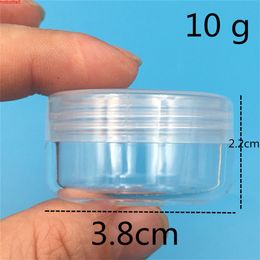 100 pcs 10 g transparent plastic jar small empty bottles Nail powder packaging container Lip gloss cream mini bank free Shipinggood qualtity