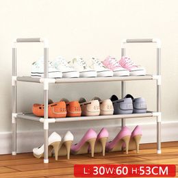 Simple Multi Layer Shoe Rack Nonwovens Easy Assemble Storage Shelf Metal Standing DIY Shoes Cabinet Living Room Furniture 201102