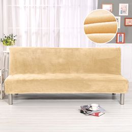 Velvet Plush Sofa Bed Cover Folding Armless Seat Slipcover Modern Stretch Sofa Bed Covers Elastic Couch Protector Home Banquet 201119