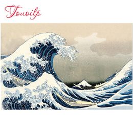 5d diy diamond painting The Great Wave off Kanagawa Japanese cross stitch 3d diamond embroidery Game kits diamond mosaic Decor 201112