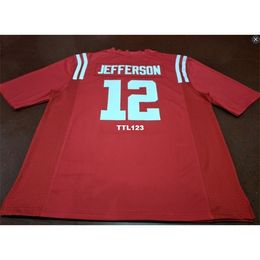 3740 Red #12 Van Jefferson Ole Miss Rebels Alumni College Jersey S-4XLor custom any name or number jersey