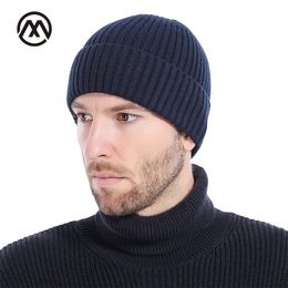 Men's Winter Warm Winter Hats Thick Wool Soft Knit Hats Stylish Casual Beanie Skullies Cozy Cotton Ski warm protect ear hats Y201024