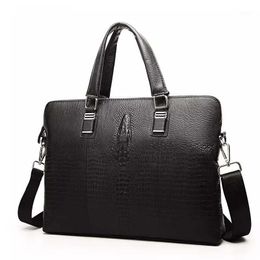 Briefcases Crocodile Men's Bag Leather Handbag First Layer Cowhide Business Shoulder Messenger Tide Generation Delivery1