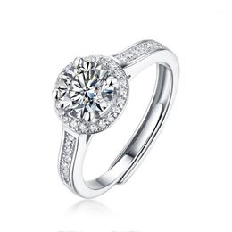 Wedding Rings For Women 1CT Moissanite Ring 925 Sterling Silver Diamond Adjustable Fine Jewelry1