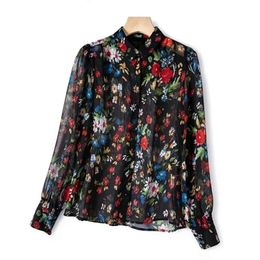 Spring Summer daisy Print Women's Blouse lady idyllic single-breasted long sleeve shirt Female soft blouses and shirts top 201029