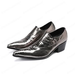 Genuine Leather Men Oxfords Shoes Italian Pointed Toe Brogue Shoes High Heels Business Men Dress Shoes